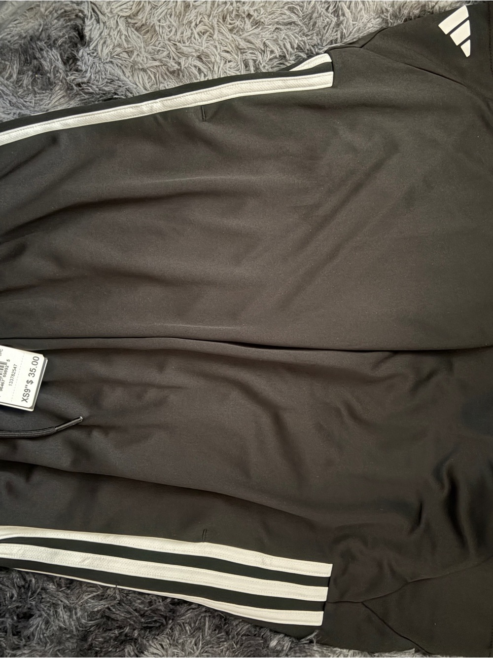 Adidas Black Track shorts with White Stripes